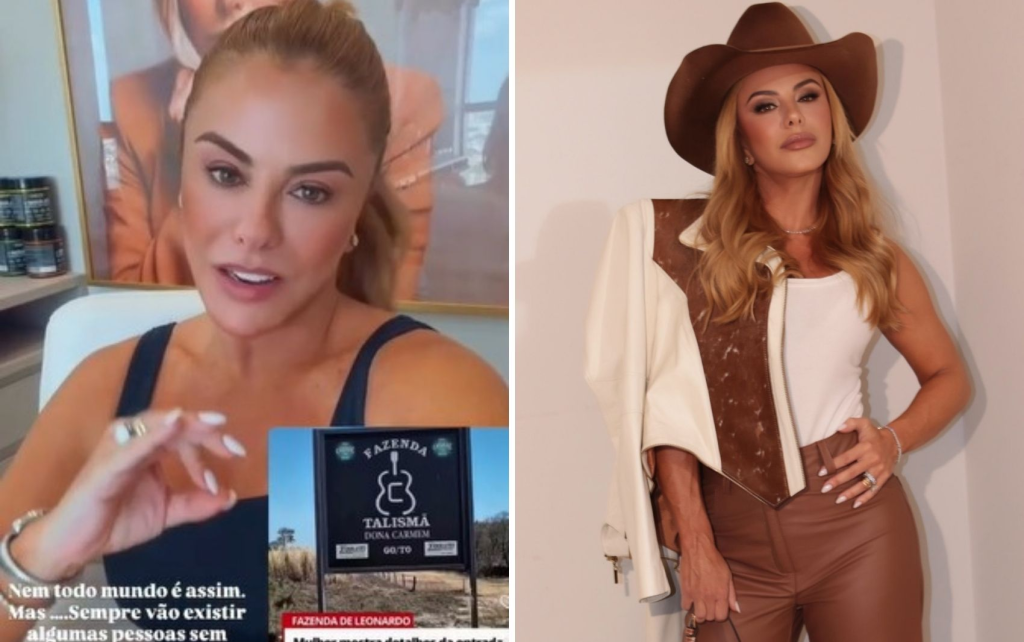Poliana responde mulher que brincou sobre entrada de fazenda de Leonardo não ser ‘chique’: ‘É fazenda de ganhar dinheiro, não de gastar’